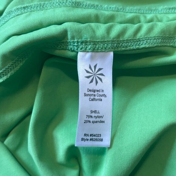 Athleta Swim XS Tidal Long Sleeve ZipUp Ruched Rash Guard Coverup Dress Green - Picture 7 of 8